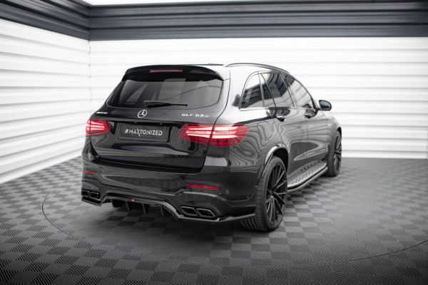 Hinten Splitter (mit Einem Vertikalem Balken) V.1 Mercedes-AMG GLC 63 SUV X253 Schwarz Hochglanz