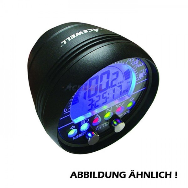 Multifunktionelles Digitalinstrument | alu-schwarz kein Tacho | Aufbau-Drehzahlmesser-Uhr-Temparatur
