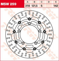 TRW Bremsscheibe schwimmend MSW259 passend für Suzuki Modelle TRW Bremsscheibe schwimmend MSW259 passend für Suzuki Modelle
