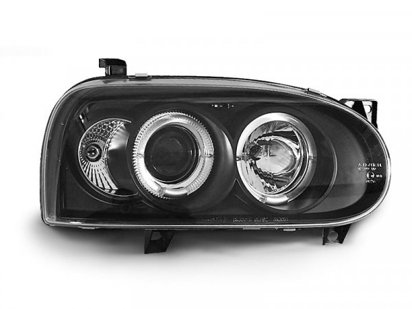 Scheinwerfer Angel Eyes schwarz passend für VW Golf 3 09.91-08.97