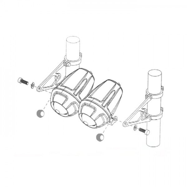 CNC-Lampenhalter-Set | Alu-schwarz | 35-37 mm 4 Schellen und 2 Halter