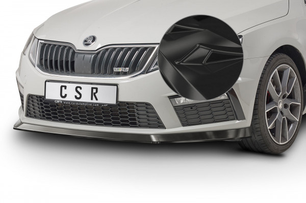 Cup-Spoilerlippe mit ABE für Skoda Octavia III 5E RS CSL399-G Schwarz Hochglanz