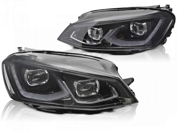 Voll-LED-Scheinwerfer Licht schwarz passend für VW Golf 7 14-19