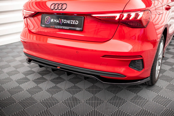 Mittlerer Cup Diffusor DTM Look Heck Ansatz Für Audi A3 Sportback 8Y Schwarz Hochglanz