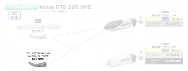 Arrow Verbindungsrohr ohne Kat passend für Vespa GTS 300