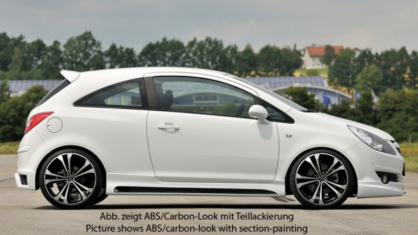 Rieger Seitenschweller rechts carbon look für Opel Corsa D 3-tür. 01.11- (ab Facelift)