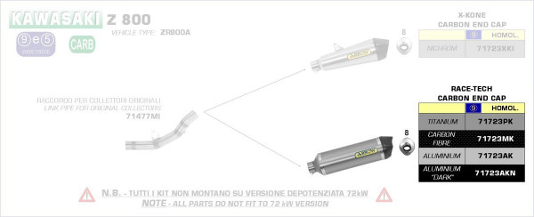 Arrow Race-Tech Titan Kawasaki Z 750/Z 750 R/Z 800/Z 800 E 07-16