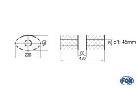 FOX Uni-Schalldämpfer oval ohne Stutzen mit Kammer 236x150mm, d1Ø 45mm, Länge 420mm FOX Uni-Schalldämpfer oval ohne Stutzen mit Kammer 236x150mm, d1Ø 45mm, Länge 420mm