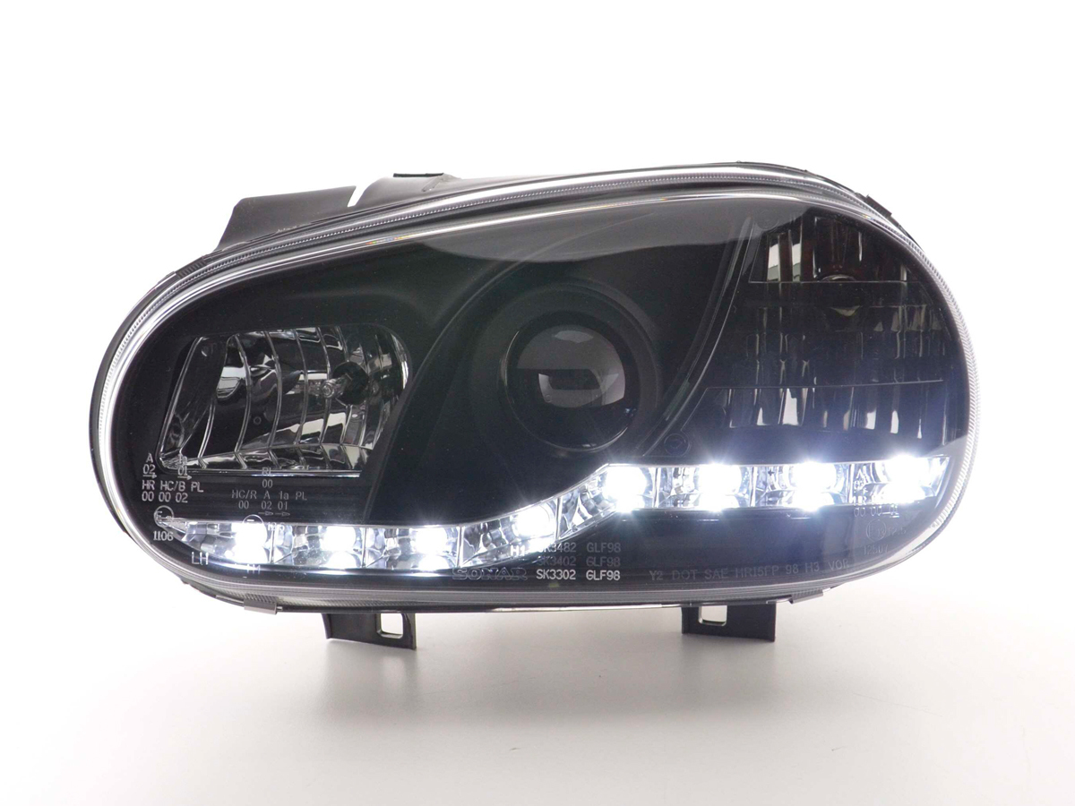 Scheinwerfer mit LED für VW Golf 4 in Schwarz