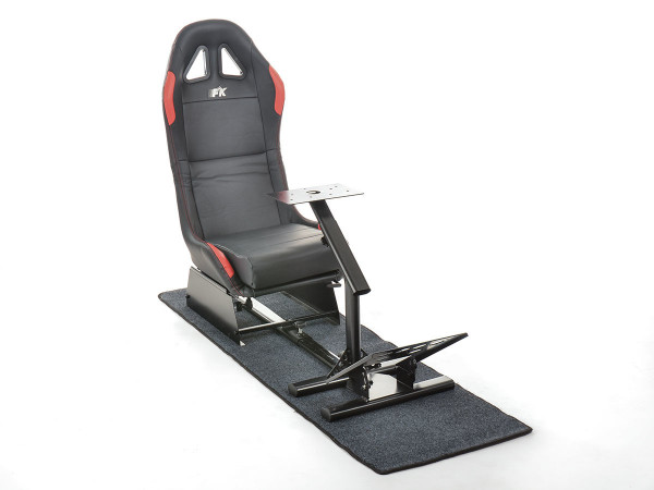 FK Gamesitz Spielsitz Rennsimulator eGaming Seats Suzuka schwarz/rot mit Teppich