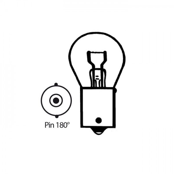 Kugellampe | 12V | 21W | Ba15s | Pin 180° Ø=25x45 mm | E-geprüft | *VPE 10 Stck.*