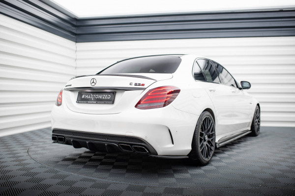 Heck Ansatz Flaps Diffusor Für Mercedes C-Klasse S205 63 AMG Schwarz Hochglanz