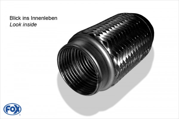 Flexibles Rohr Interlock - Ø102mm - Länge: 152mm + Stutzen Innenleben besteht aus Edelstahlwellrohr