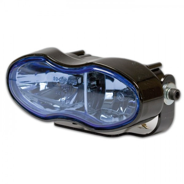 Doppelscheinwerfer "Sirius" | schwarzes Gehäuse 2 x H3 12V/55W | E-geprüft | blaues Glas | Halter