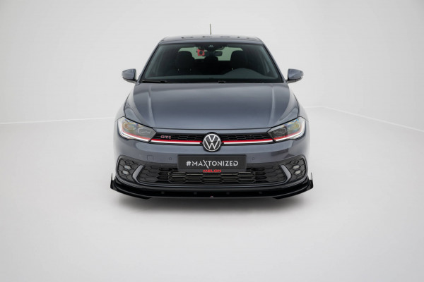 Street Pro Front Ansatz Für +Flaps Für Volkswagen Polo GTI Mk6 Facelift Schwarz Hochglanz