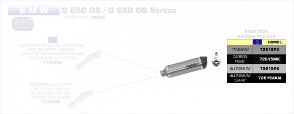 Arrow Endschalldämpfer Race-Tech Aluminium, BMW G 650 GS Sertao 20