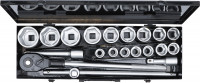 Steckschlüssel-Satz 20 mm (3/4") SW 19–50 mm – 20-tlg. Steckschlüssel-Satz 20 mm (3/4") SW 19–50 mm – 20-tlg.