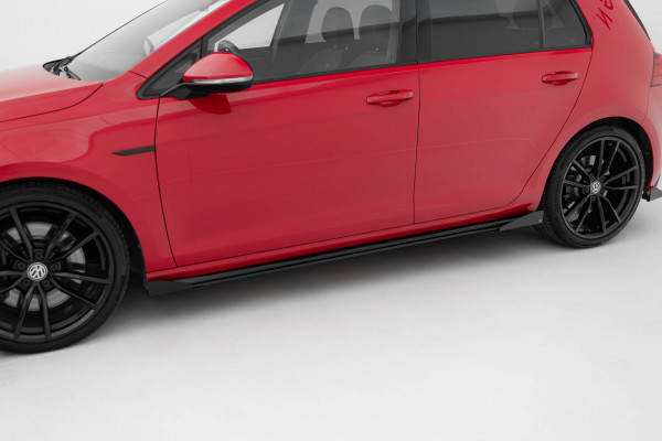 Street Pro Seitenschweller Ansatz + Flaps Für VW Golf R / R-Line Mk7 Facelift Schwarz Hochglanz