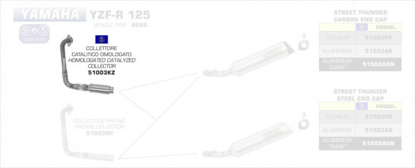 Arrow Krümmer mit Katalysator passend für Yamaha YZF-R 125 08-13