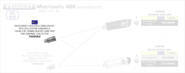 Arrow Verbindungsrohr mit Kat passend für Peugeot Metropolis 400 17-21