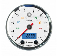 ACEWELL Analog DZM 9000rpm Digital Tacho Ring chrom Zifferblatt weiss Gehäuse chrom ACEWELL Analog DZM 9000rpm Digital Tacho Ring chrom Zifferblatt weiss Gehäuse chrom