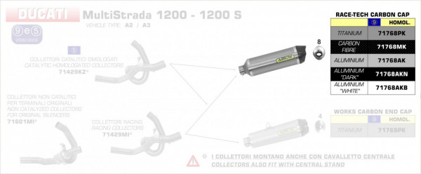 Arrow Race-Tech Aluminium Dark Ducati Diavel/Multistrada 1200/Monster 821/1200 -