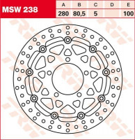 Bremsscheibe schwimmend MSW238 passend für Kawasaki ZX-6R / ZX-6RR Bremsscheibe schwimmend MSW238 passend für Kawasaki ZX-6R / ZX-6RR