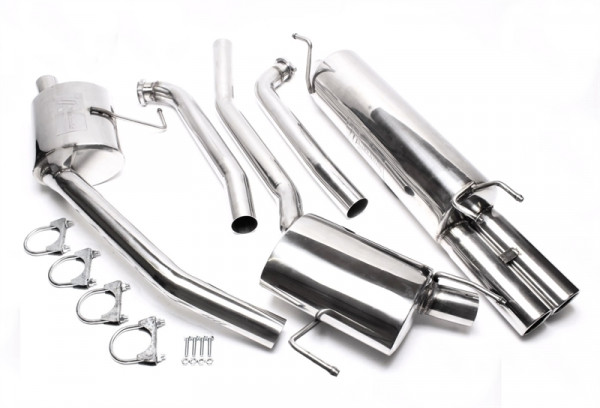 TA Technix Edelstahlanlage 2x76mm rund/gebördelt passend für Opel Omega B Caravan