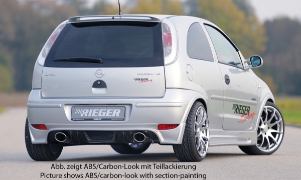 Rieger Heckschürzenansatz matt schwarz für Opel Corsa C 3-tür. 06.03- (ab Facelift)