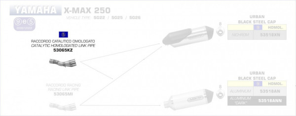 53065KZ-Arrow Verbindungsrohr Mit Kat Für Urban Endschalldämpfer Yamaha X-Max 25