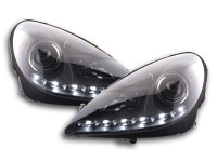 Scheinwerfer Set Daylight LED Tagfahrlicht passend für Mercedes SLK R171 schwarz Scheinwerfer Set Daylight LED Tagfahrlicht passend für Mercedes SLK R171 schwarz