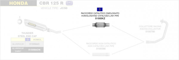 Arrow Verbindungsrohr mit Katalysator passend für Honda CB 125 F CBF 125 CBR 125 R