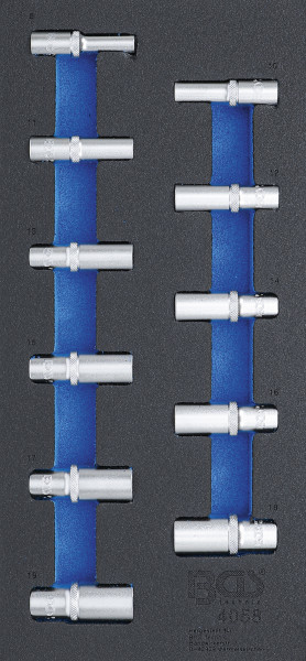 Werkstattwageneinlage 1/3: Steckschlüssel-Einsätze Sechskant | 10 mm (3/8") | 8 - 19 mm | tief | 11-