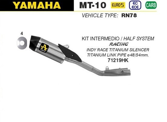 Arrow Indy-Race Titan Inkl. Katersatzrohr Yamaha MT-10 2022