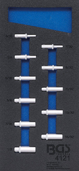 Werkstattwageneinlage 1/3: Steckschlüssel-Einsätze Sechskant | 6,3 mm (1/4") | in Zollgrößen | tief