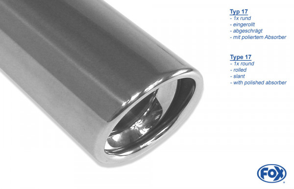 Audi A5 B8 Sportback Endschalldämpfer rechts/links für 1-Rohr - 1x100 Typ 17 rechts/links