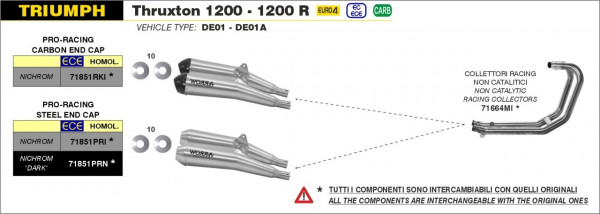 ARROW Pro-Racing Edelstahl Dark TRIUMPH THRUXTON- SPEED TWIN 1200 16-20