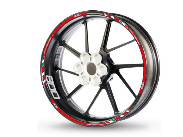 Felgenrandaufkleber rot-weiß passend für 800 ccm Motorräder