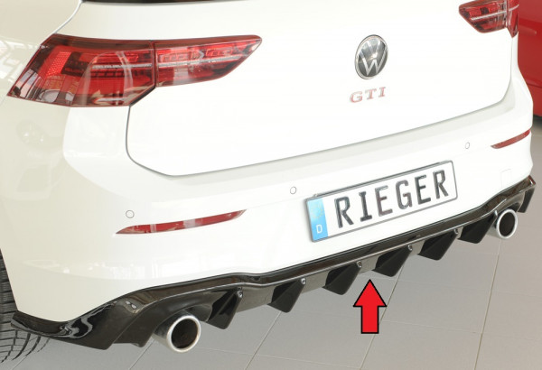 Rieger Heckeinsatz glanz schwarz für VW Golf 8 GTI 5-tür. 08.20-