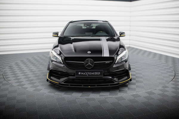 Street Pro Front Ansatz Für +Flaps Für + Flaps Mercedes-AMG CLA 45 Aero C117 Facelift Schwarz Hochgl