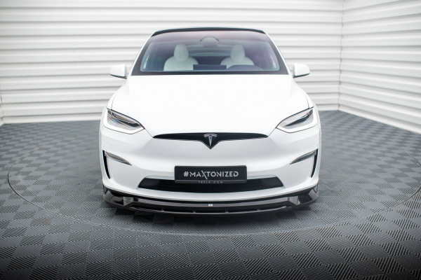 Front Ansatz V.1 Für Tesla Model X Mk1 Facelift Schwarz Hochglanz