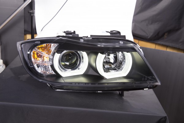 Scheinwerfer Set Xenon Daylight LED TFL-Optik BMW 3er E90/E91 Limo/Touring Bj. 05-08 schwarz