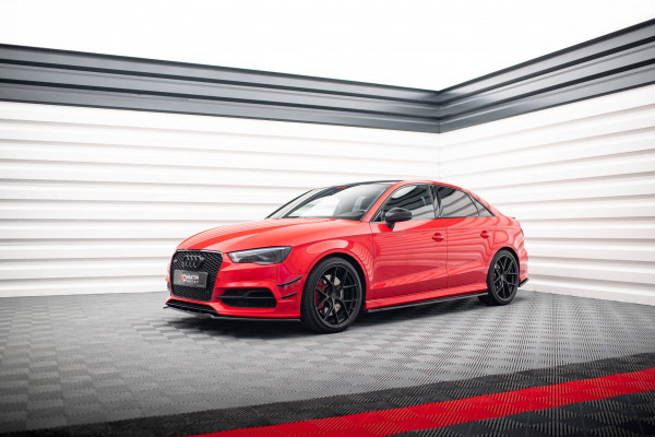 Seitenschweller Ansatz Für V.1 Für Audi S3 / A3 S-Line 8V / 8V FL Limousine Schwarz Hochglanz