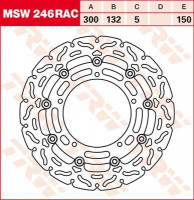 Bremsscheibe schwimmend MSW246RAC passend für Yamaha FZ6 & XJ6 Bremsscheibe schwimmend MSW246RAC passend für Yamaha FZ6 & XJ6