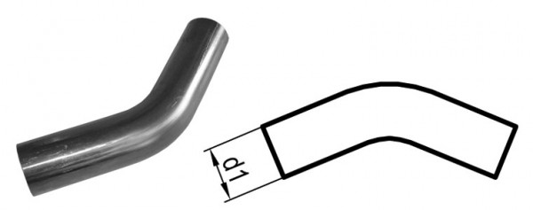FOX Uni-Rohrbogen 45° aus Edelstahl – Ø55mm, Radius 66mm, Schenkellänge 95mm