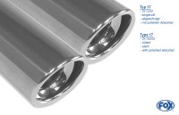 FOX Endschalldämpfer passend für Audi A5 8T Coupe zweiflutig Ø65mm - 2x90 Typ 17 rechts/links FOX Endschalldämpfer passend für Audi A5 8T Coupe zweiflutig Ø65mm - 2x90 Typ 17 rechts/links