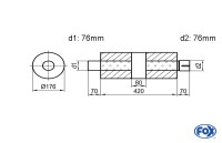 FOX Uni-Schalldämpfer rund mit Kammer und Stutzen – Edelstahl 420mm FOX Uni-Schalldämpfer rund mit Kammer und Stutzen – Edelstahl 420mm