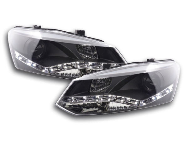 Scheinwerfer Set Daylight LED TFL-Optik VW Polo Typ 6R 2010- schwarz für Rechtslenker