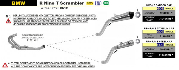 Arrow Pro-Race Edelstahl BMW R Nine T Scrambler 21-22