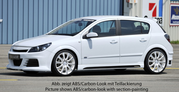 Rieger Seitenschweller links matt schwarz für Opel Astra H 5-tür. 03.04-